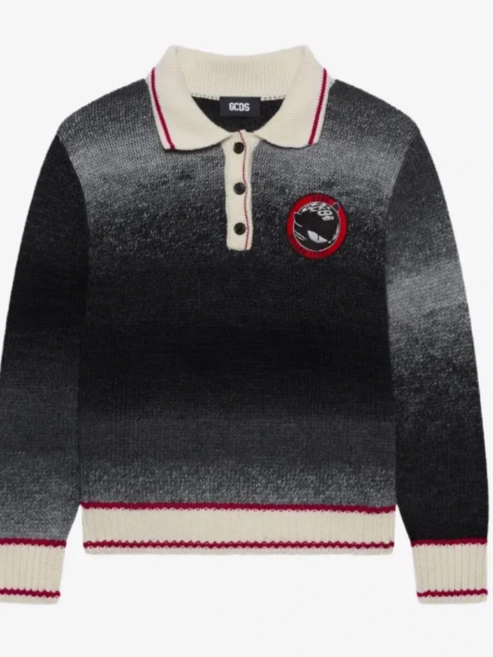 New GCDS Kittho Patch Braids Degrade Polo Shirt in Dark Grey